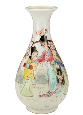 Cina. II metà del XX secolo
Vaso a bottiglia con decoro di figure femminili