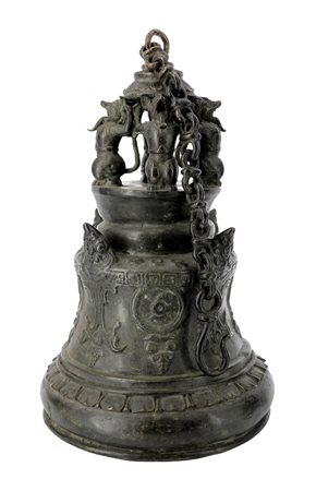 Giava orientale. XII-XIII secolo, (?)
Campana da tempio con creature fantastiche e motivi floreali stilizzati