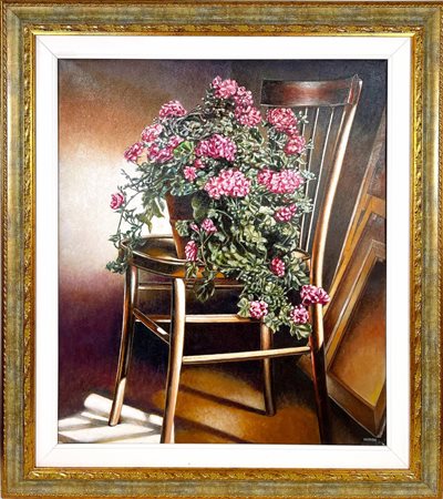 NARDONI SERGIO Firenze 1947 "Sedia con gerani"