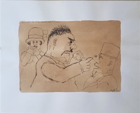 BORGHESE FRANZ Roma 1941 - 2005 "Tav. XIV - Bocca volta all'ingiù, eternamente adirata"