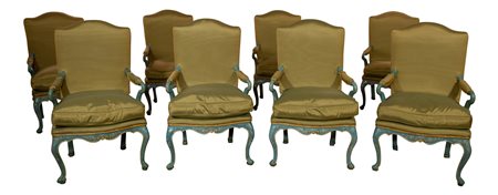 Veneto (Metà del XVIII secolo)
Gruppo di otto poltrone con decori floreali