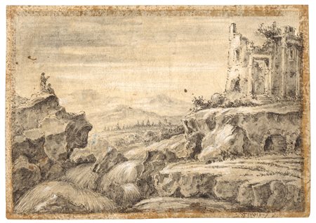 Giuseppe Latini, detto il Maestro del Ricciolo (1903 - 1972), attribuito a
Veduta di Tivoli