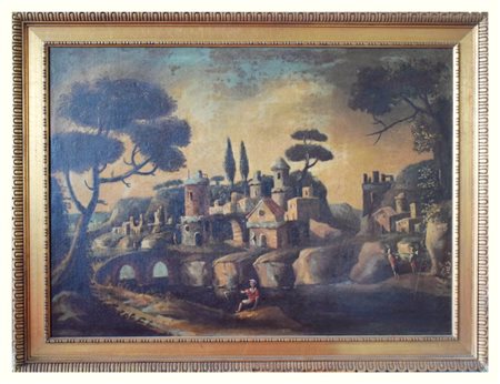 Paesaggio con borgo cittadino, Pittore dell¿Italia settentrionale