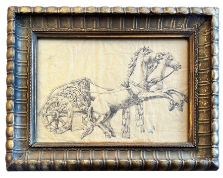 Disegno raffigurante biga romana