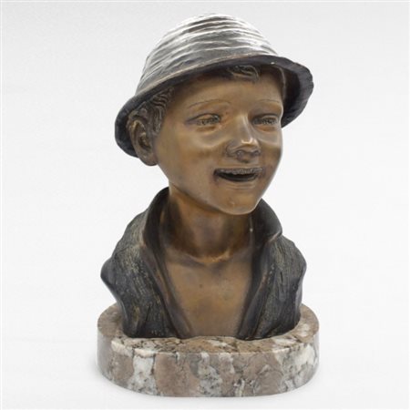 Giovanni De Martino (Napoli 1870 - 1935), attribuito a, Busto di fanciullo con cappello