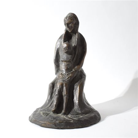 Giuseppe Rito (Dinami 1907 - 1963), Madre e figlio, scultura in bronzo,...