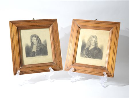 Due cornici in abete filettato Francia, XIX secolo Con all'interno due...