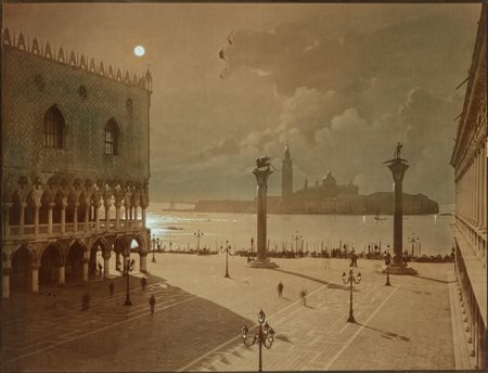 Carlo Naya (attribuito a) (1816 - 1882)  - Senza titolo (Venezia, chiaro di luna), 1870s
