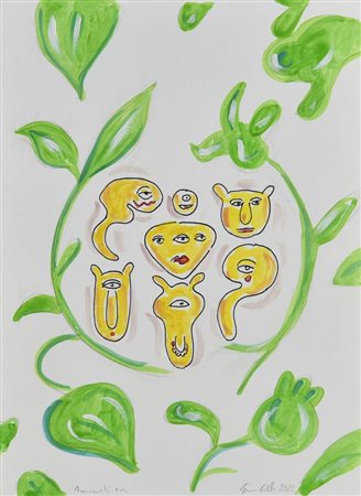 Gianni Cella ANIMALI RARI, 2022 tecnica mista su cartoncino, cm 29,7x21...