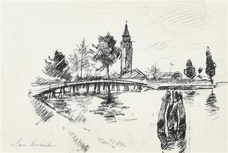 Silvio Consadori LAGUNA VENEZIANA carboncino su carta, cm 23x33 firma