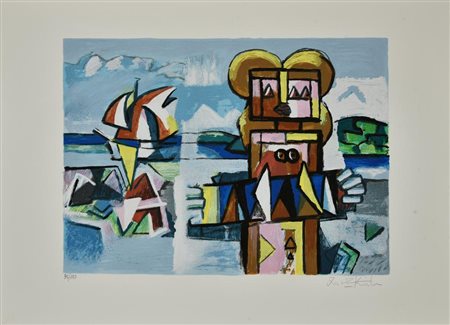 Ibrahim Kodra FISARMONICA E VELINO serigrafia materica, cm 50x70; es. 95/150...