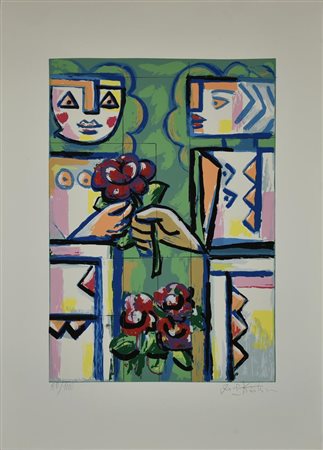 Ibrahim Kodra SENZA TITOLO serigrafia, cm 70x50; es. 80/100 firma e tiratura