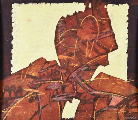 Domenico Manfredi SENZA TITOLO olio su cartoncino applicato su tavola, cm...