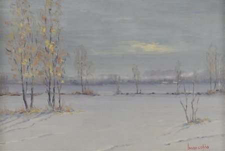 Bruno Coppo L'ULTIMO SGUARDO olio su tavola, cm 30x45 firma sul retro: fima,...