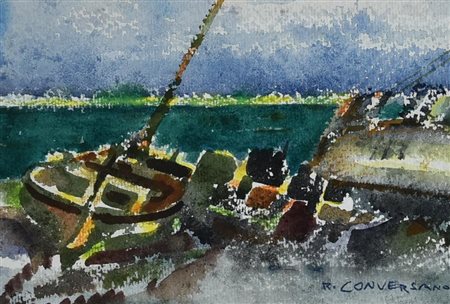 Romano Conversano SENZA TITOLO tempera acquerellata su carta, cm 16,5x23 firma