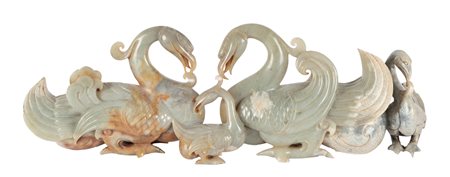 Arte cinese, Gruppo in giadeite con fenici. XX secolo.