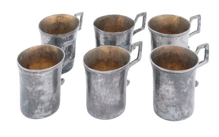 Italia, inizio XIX secolo, Sei bicchierini in argento con manico. Regno di Napoli, dominio francese 1805-1815.