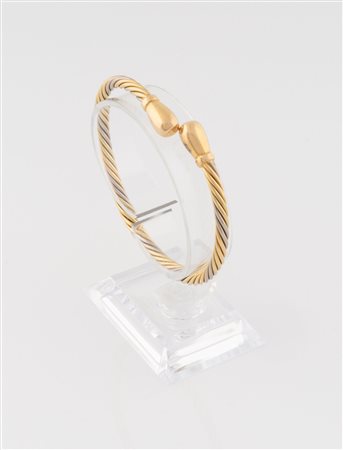 Bracciale contrariè rigido OMS in oro bianco e giallo 18 kt. 2000 ca.