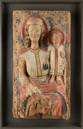 Scuola umbra del XIV secolo () Madonna in Maestà col Bambino entro teca in...