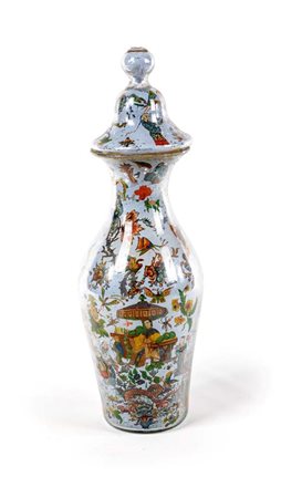 Vaso in vetro con coperchio decorato ad arte povera, Piemonte, XVIII secolo...