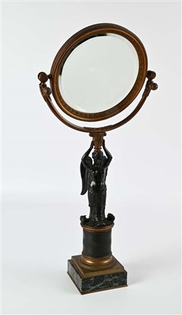 Specchierina da toletta in bronzo a doppia patina, Francia, Napoleone III...