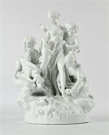 Gruppo in porcellana bianca raffigurante Diana e le ninfe, manifattura di...