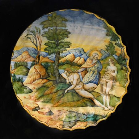Crespina in maiolica policroma, Pesaro, seconda metà XVI secolo decorata...