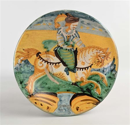 Piatto fondo in maiolica di Montelupo Fiorentino, inizi XVII secolo decorato...