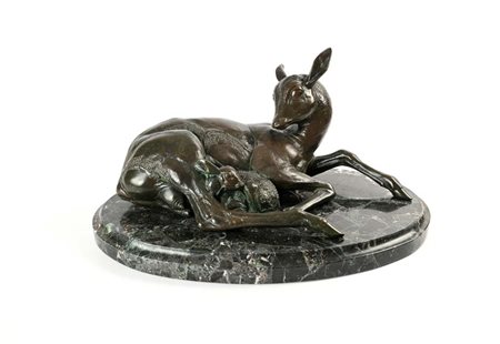 Sirio Tofanari (Firenze 1886 - Milano 1969) Cerbiatta con cucciolo base ovale...