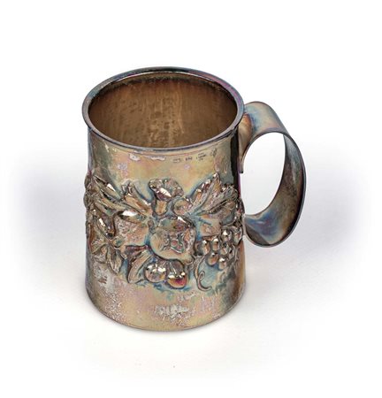 Bicchiere in argento con manico, Leoni, Firenze corpo cilindrico...