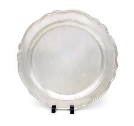 Piatto da portata circolare in argento 800/000, Cile tesa con profilo...