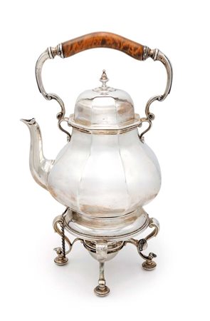 Tea kettle in argento, Londra 1901 corpo poliedrico sfaccettato, coperchio...