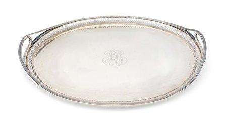 Vassoio ovale biansato con bordo a ringhiera traforata, Russia, 1806 iniziali...