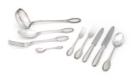 Servizio di posate in argento 800/000 stile Impero dodici cucchiai (cm 20,5 -...