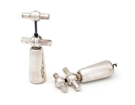 Coppia di tirebouchons in argento 925/000 cm 14