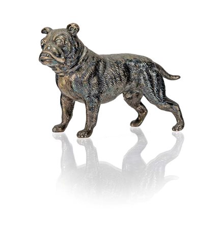 Cane boxer in microfusione in argento 916/000, Messico, XX secolo cm 5x7x2,5...