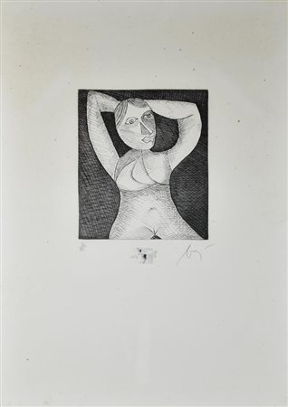 Enrico Baj (1924 - 2003) I PERSONAGGI IN FAMIGLIA, 1971 acquaforte, cm 23x19,...