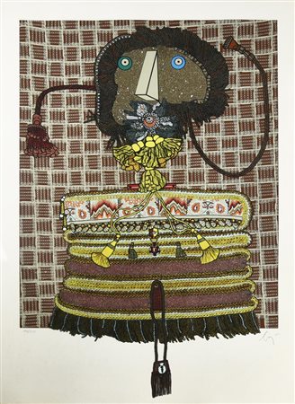 Enrico Baj (1924 - 2003) GENEVIEVE PREMOY DETTA LA CAVALIERA BALTHASAR,...