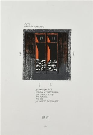 Fabrizio Plessi (1940) PROGETTO PER VIDEOSCULTURA serigrafia, cm 50x35; es....
