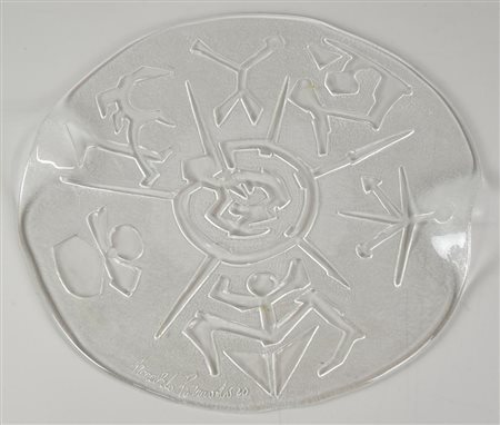 Arnaldo Pomodoro (1926) SENZA TITOLO vetro, diam. cm 32x2,5; es. s.t. firma...