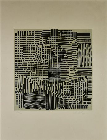 Victor Vasarely (1908 - 1997) SENZA TITOLO acquaforte, cm 37,9x35,4, su carta...