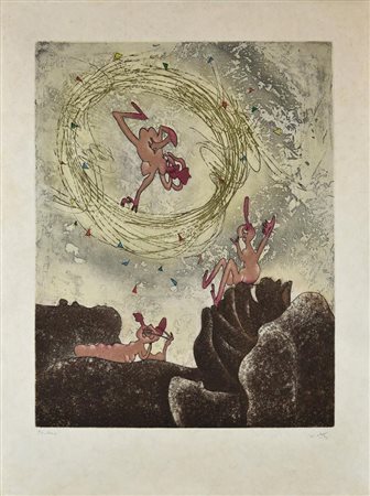 Sebastian Matta (1911 - 2002) SENZA TITOLO acquaforte-acquatinta, cm 50x37,5,...