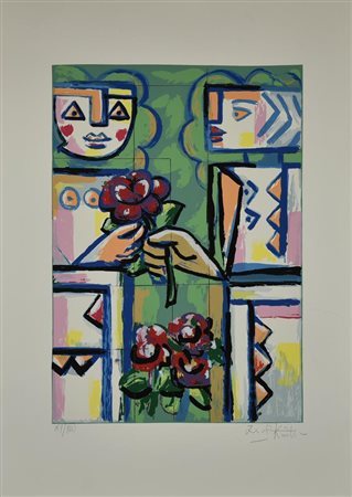 Ibrahim Kodra (1918 - 2006) SENZA TITOLO serigrafia, cm 70x50; es. 81/100...