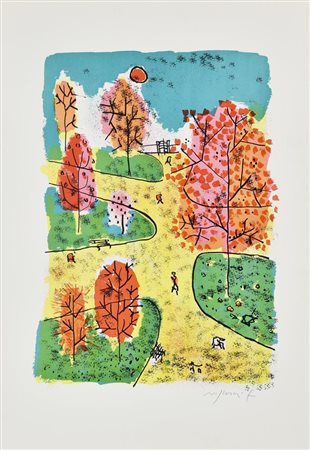 Franco Rognoni (1913 - 1999) SENZA TITOLO litografia, cm 70,5x49,5; es....