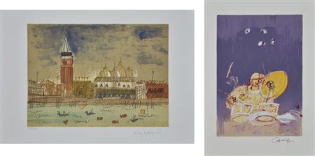 AA.VV. LOTTO DI DUE MULTIPLI Cazzaniga Giancarlo - SENZA TITOLO serigrafia,...