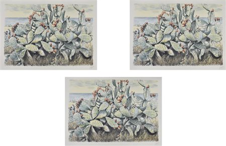 Franco Azzinari (1949) FICO D'INDIA, 1987 lotto composto da tre litografie su...