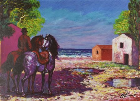 Giovan Francesco Gonzaga (1921 - 2007) MATTINO IN MAREMMA serigrafia su tela,...