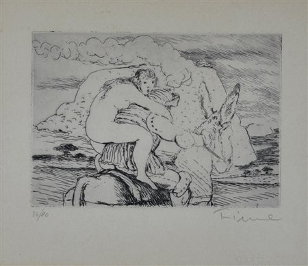 Salvatore Fiume (1915 - 1997) SENZA TITOLO acquaforte-acquatinta, cm 16x23,...