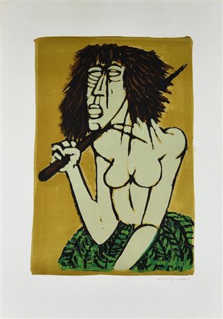 Giuseppe Migneco (1908 - 1997) SENZA TITOLO litografia, cm 70x50; es. 1/125...