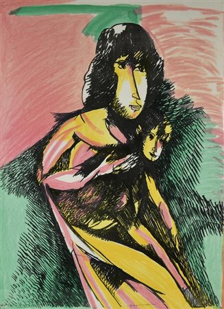 Remo Brindisi (1918 - 1996) MATERNITA' serigrafia, cm 71x51; es. 25/3 firma e...